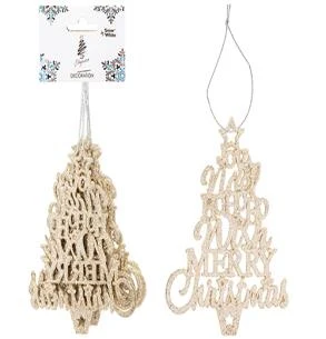 Champagne Gold Hanging Glitter Trees 6 Pack