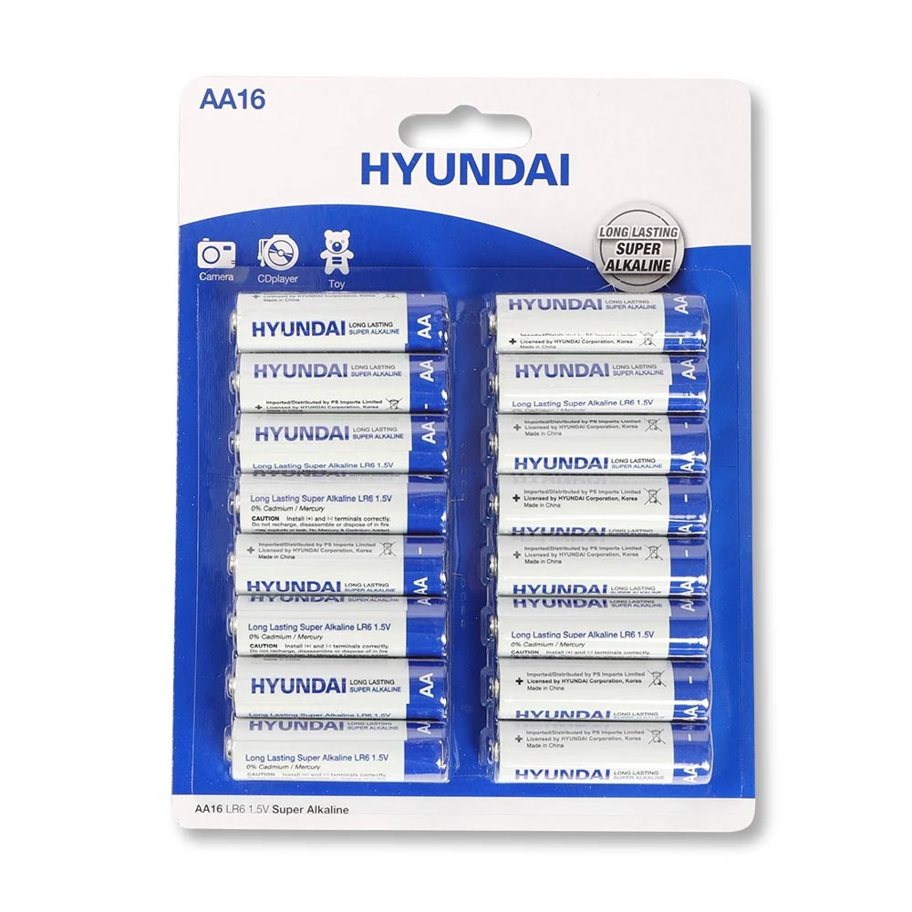 Hyundai Super Alkaline AA Batteries 16 Pack