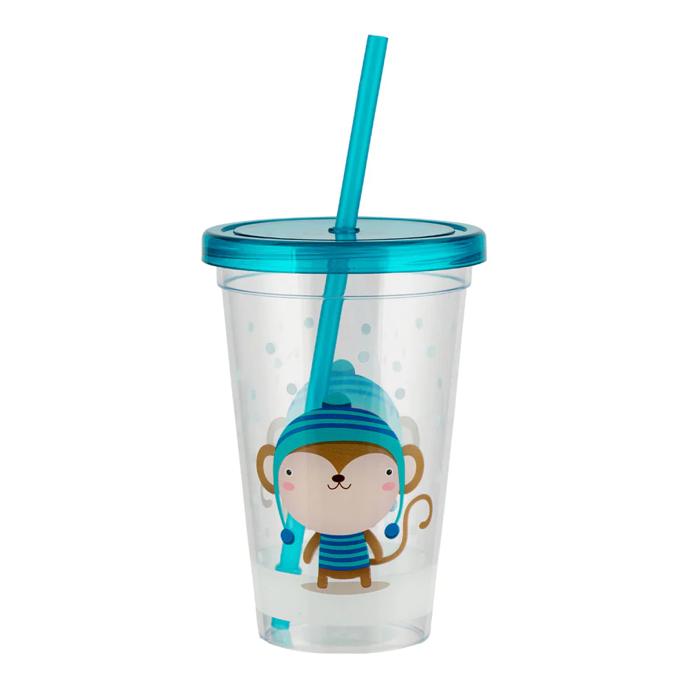 Kids Clear Plastic Drinks Cup With Straw - Image 2