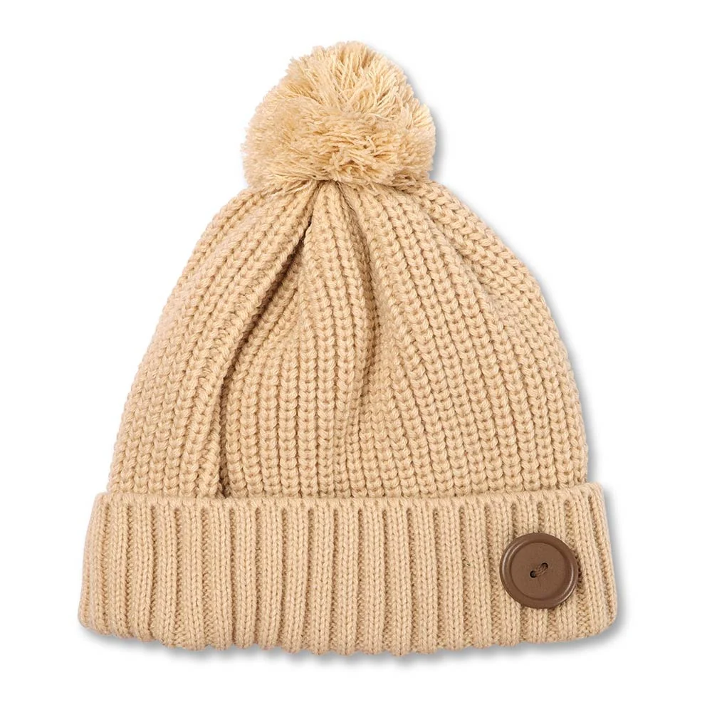 Ladies Button Hat - Beige