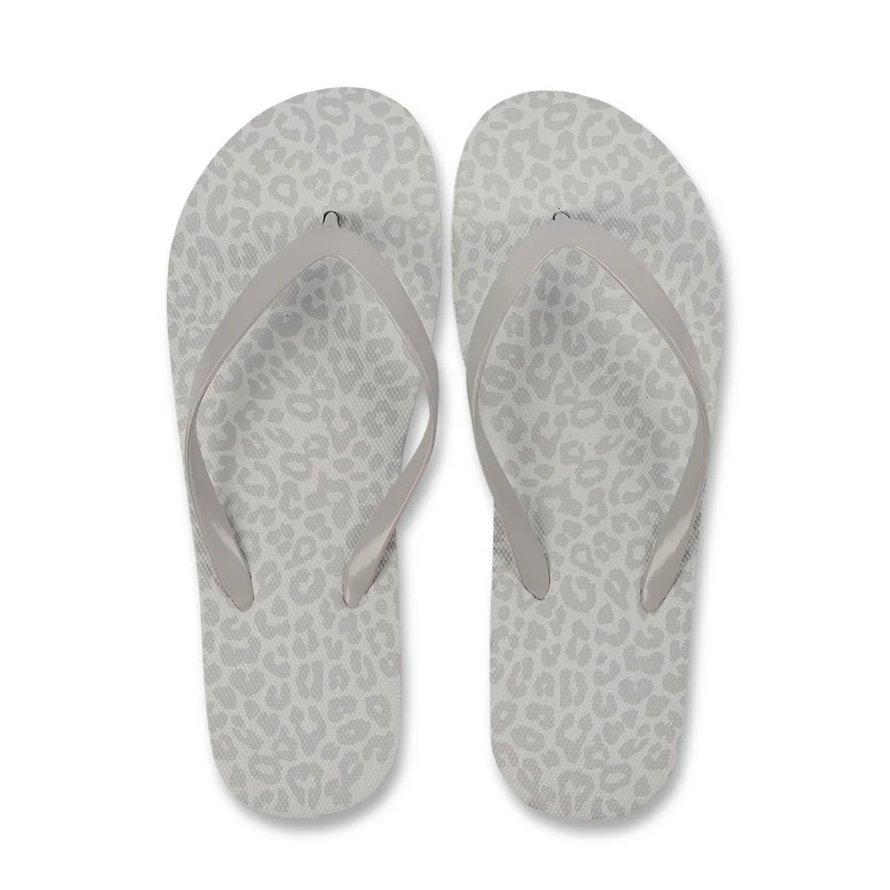 Ladies Flip Flops Grey Leopard