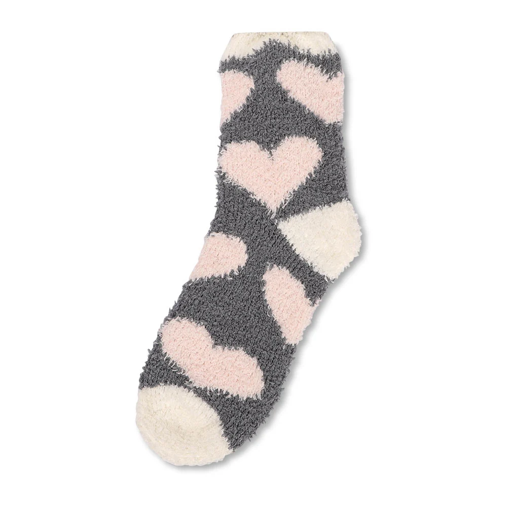 Ladies Heart Print Snuggle Socks