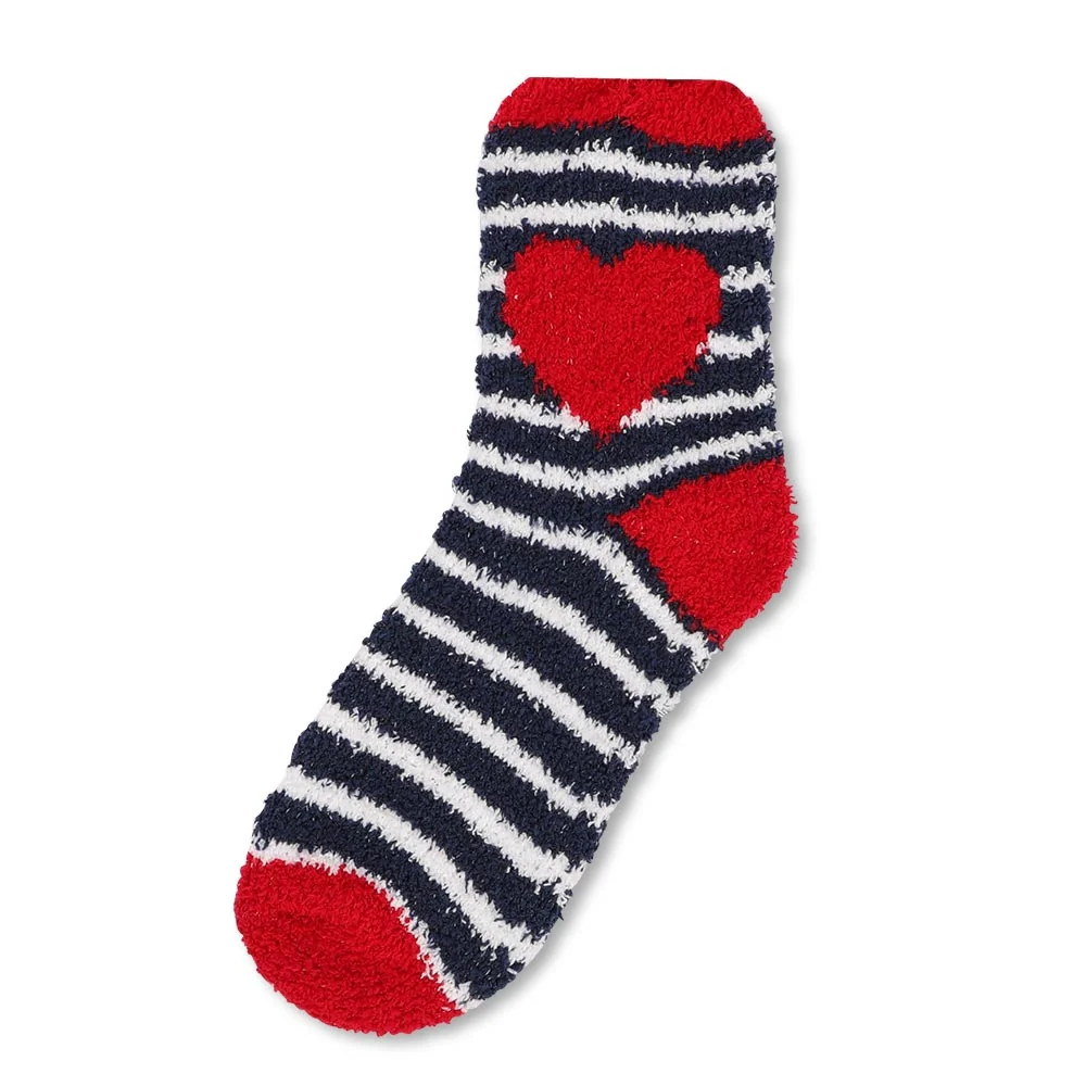 Ladies Navy Stripe Snuggle Socks