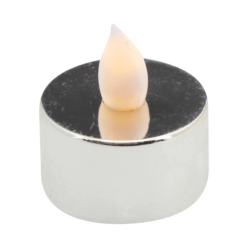 LED Flickering Silver Tealights 4 Pack - Image 2