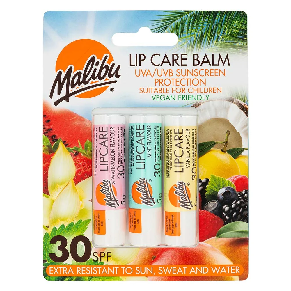 Malibu SPF 30 Lip Care Balm 5g x 3 Pack