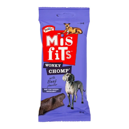 Misfits Wonky Chomps Adult Dog Treats With Beef Flavour 170g (2 Pack)