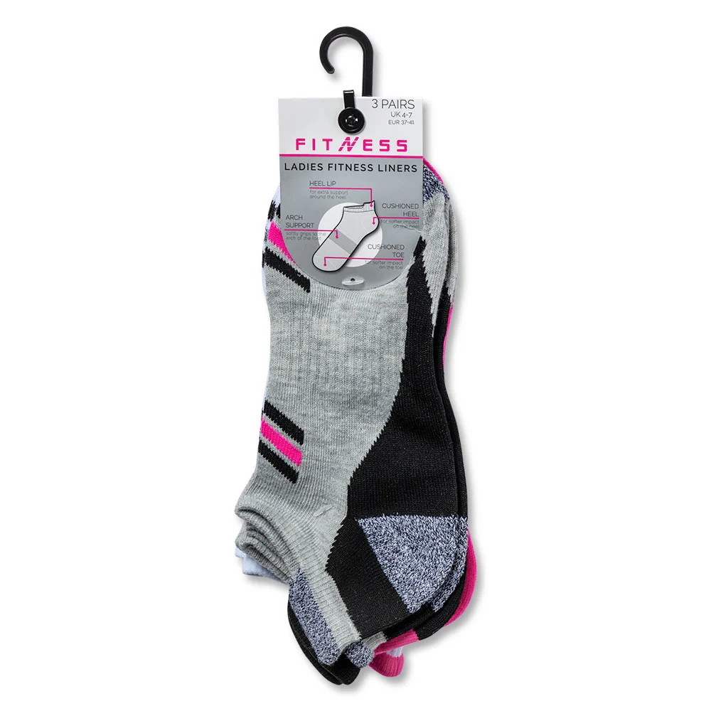 Multi 3 Pack Ladies Fitness Socks