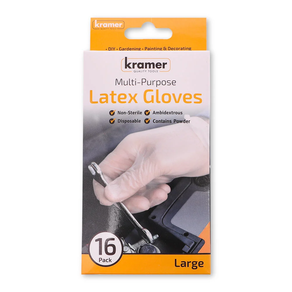 Multi-Purpose Latex Gloves Large 16 Pack