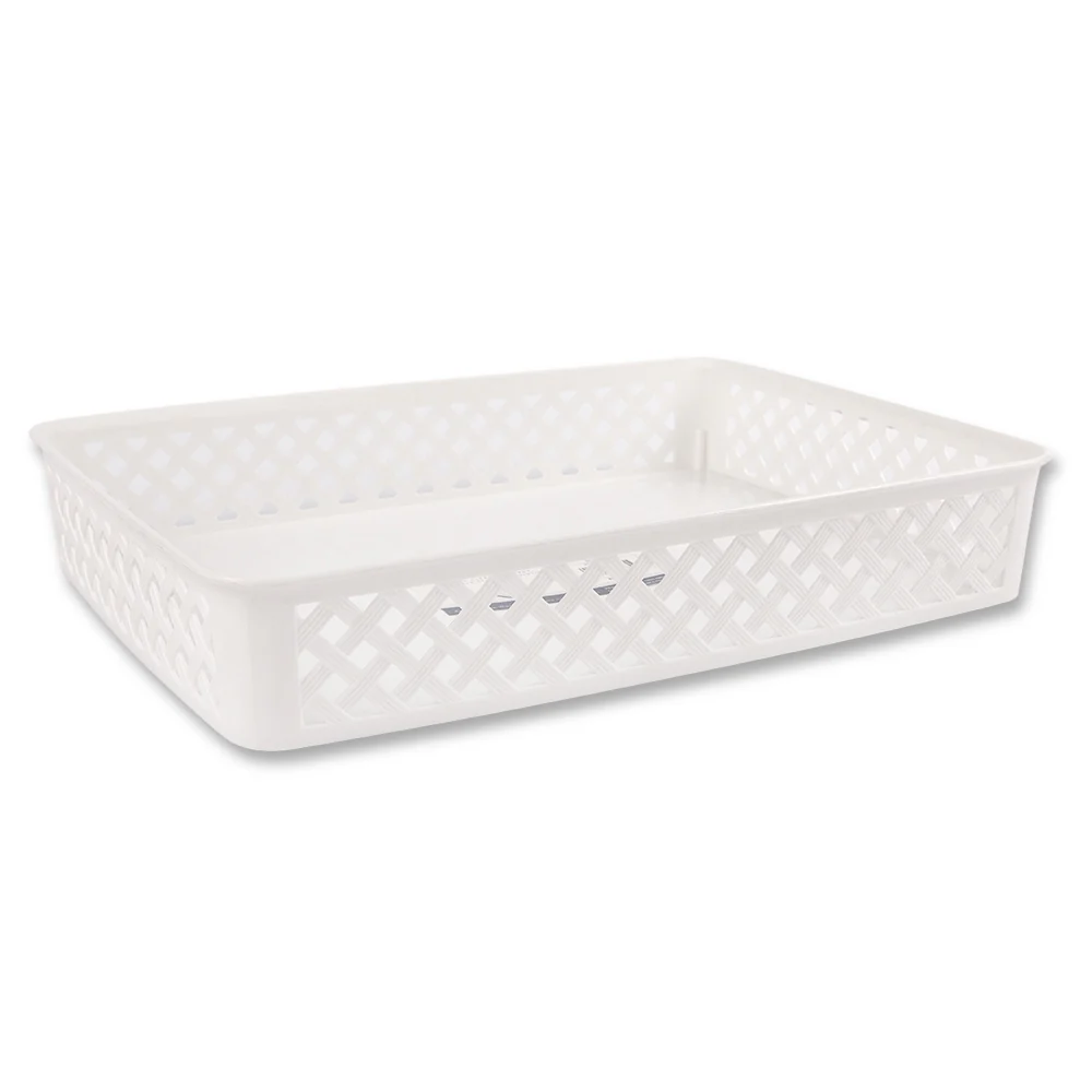 Multipurpose Patterned Plastic Organiser Tray White