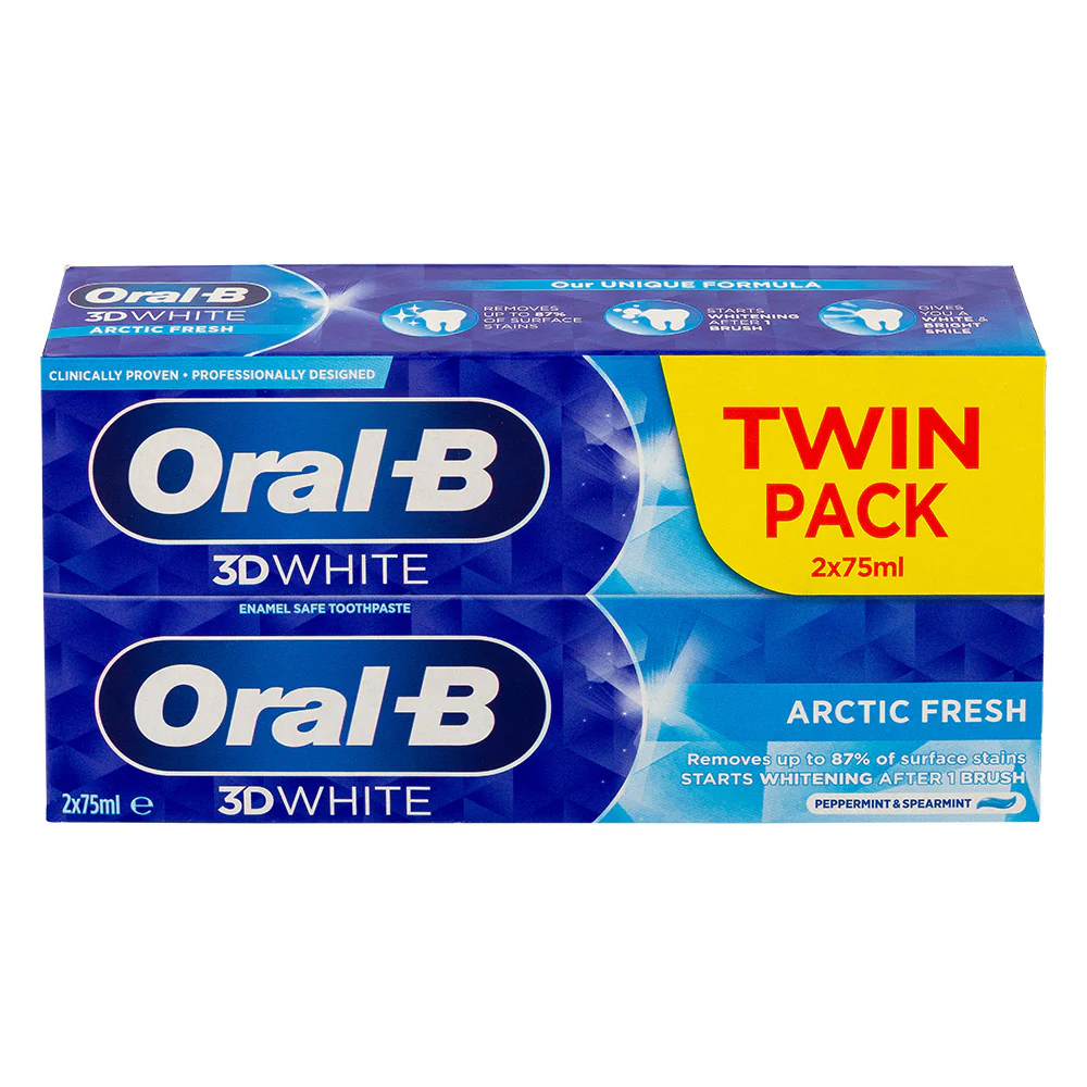 Oral-B 3D White Arctic Fresh Toothpaste 75ml x 2