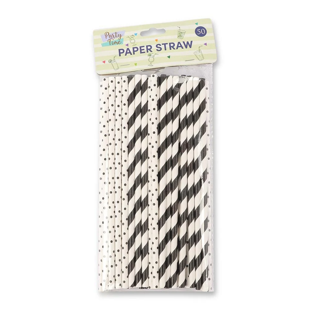 Paper Straws Black 50 Pack