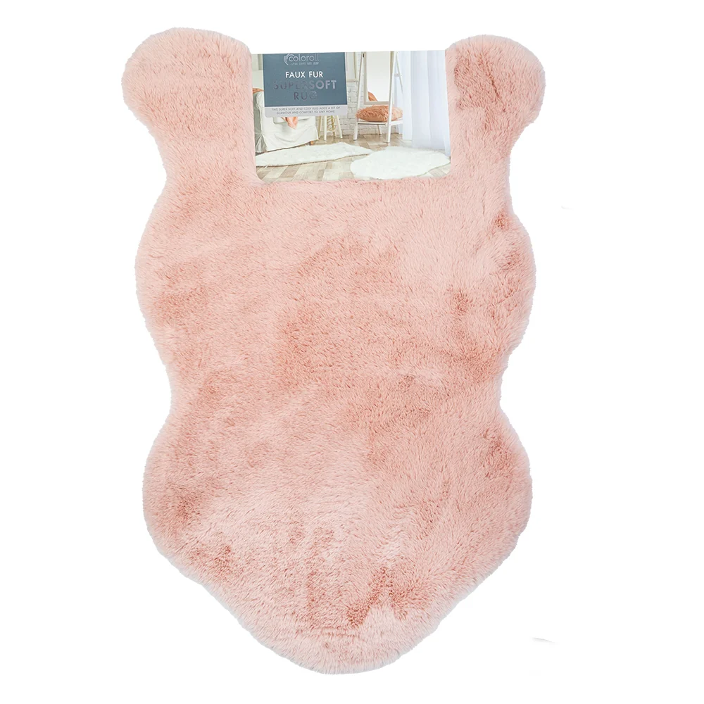 Pink Faux Rabbit Fur Rug 50X90Cm