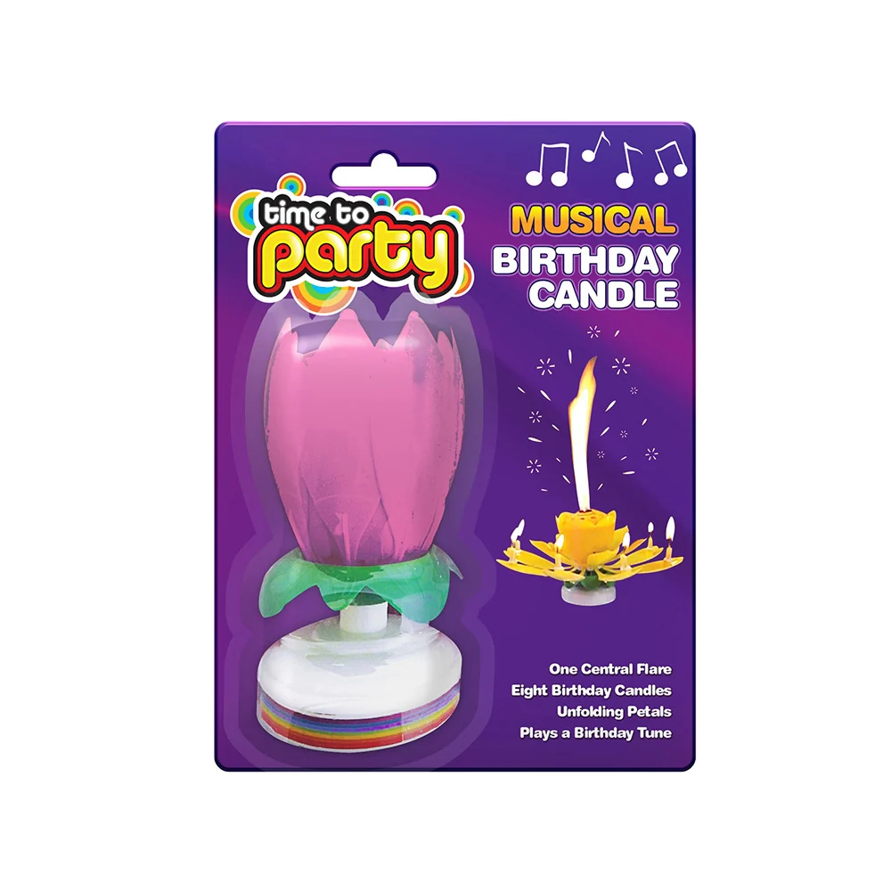 Pink Lotus Musical Birthday Candle