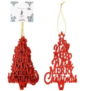 Red Hanging Glitter Trees 6 Pack