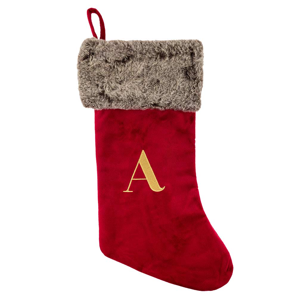 Red Velvet Christmas Alphabet Stocking - Image 2