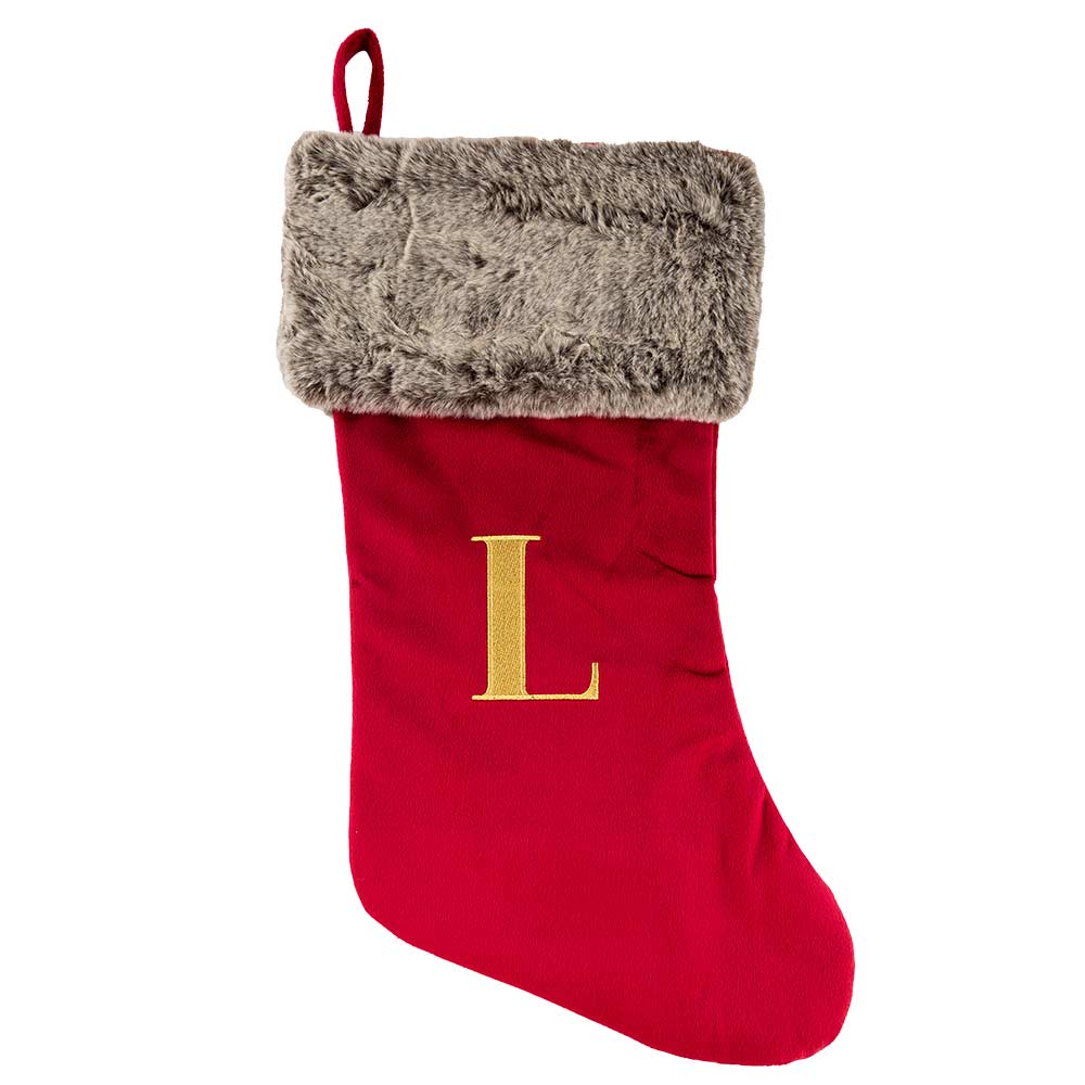 Red Velvet Christmas Alphabet Stocking - Image 4