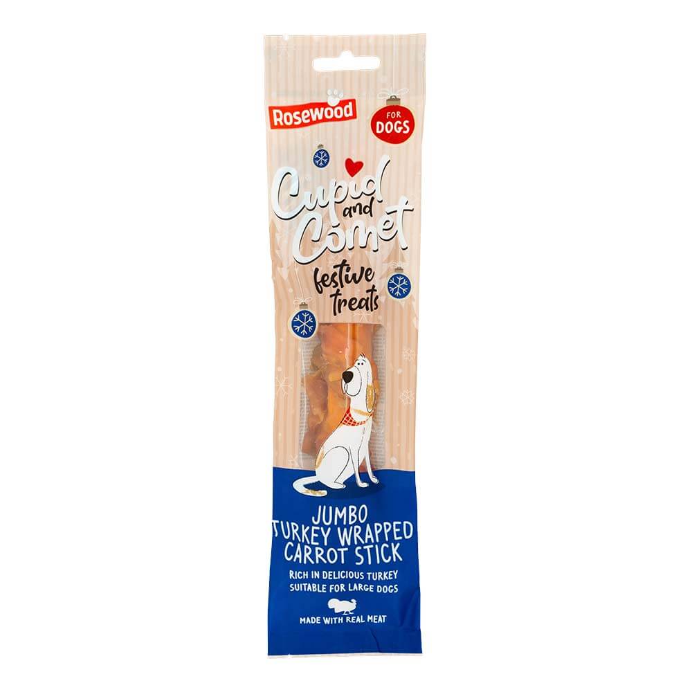 Rosewood Jumbo Turkey Wrapped Carrot Stick Large Dog Treat 70g