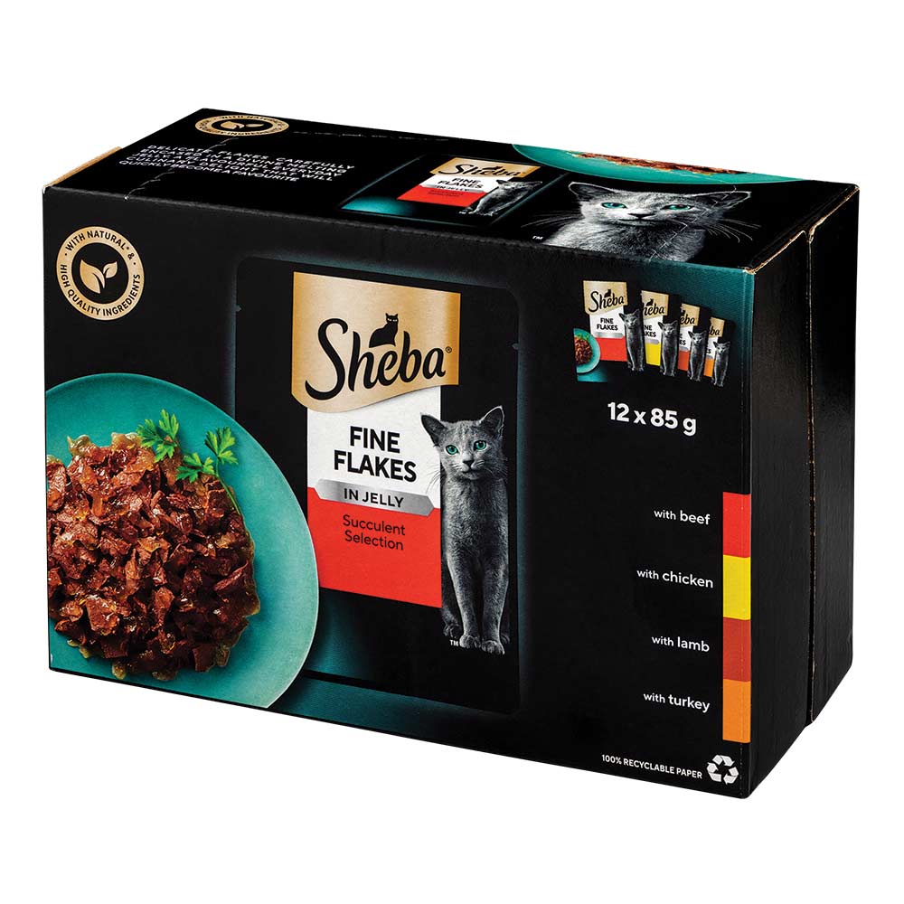 Sheba Fine Flakes Wet Cat Food Pouches Succulent Selection In Jelly 12 X 85g - Image 3