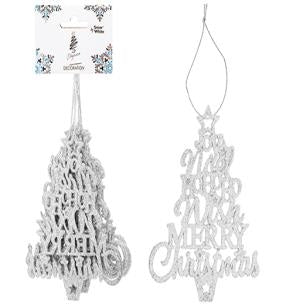 Silver Hanging Glitter Trees 6 Pack
