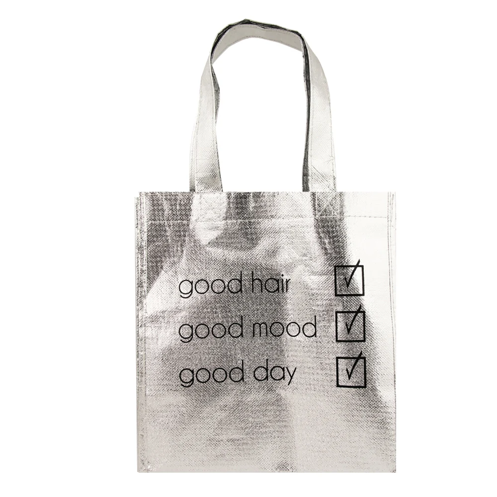 Silver Metallic Tote Bag 'Good List'