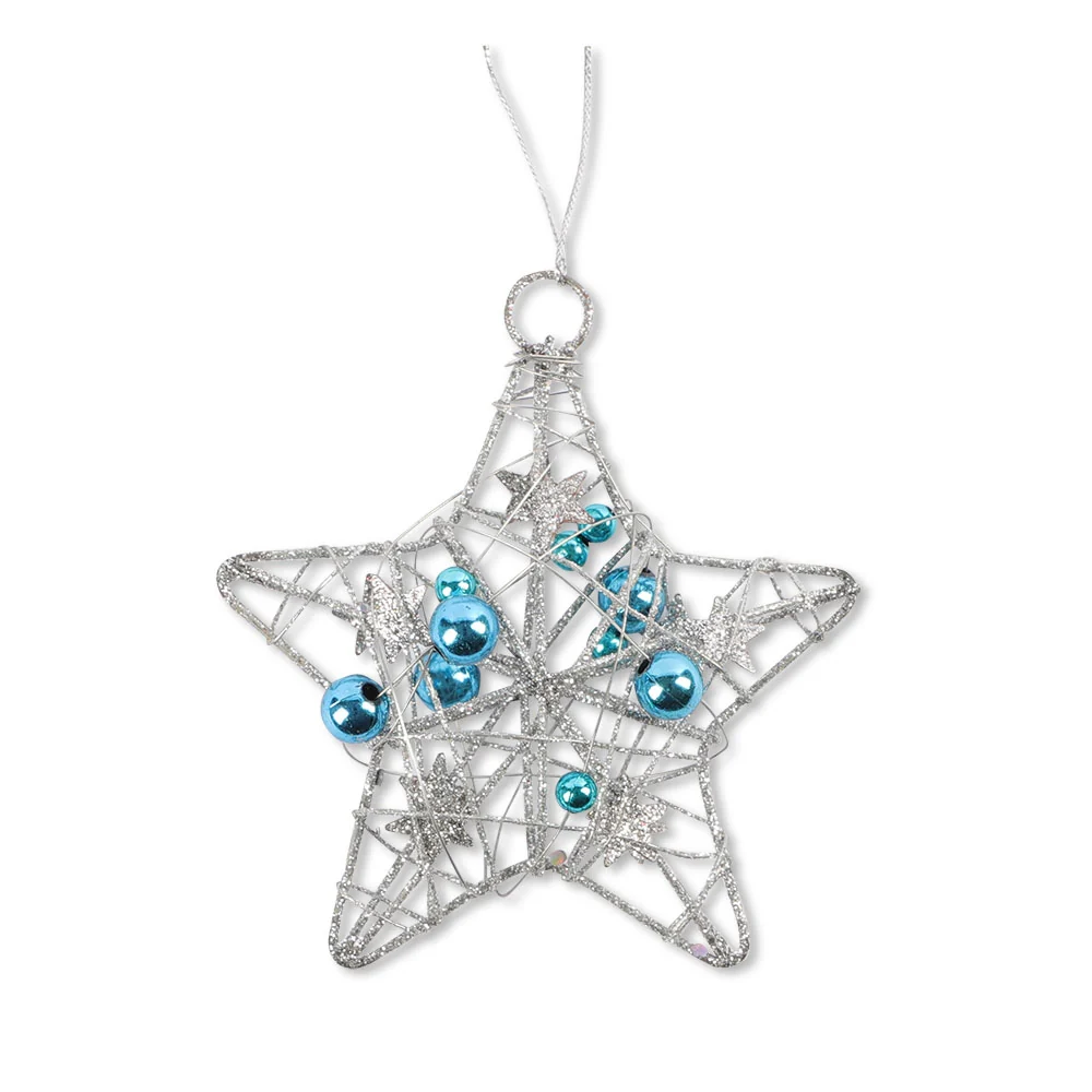 Silver Wire Beaded Star