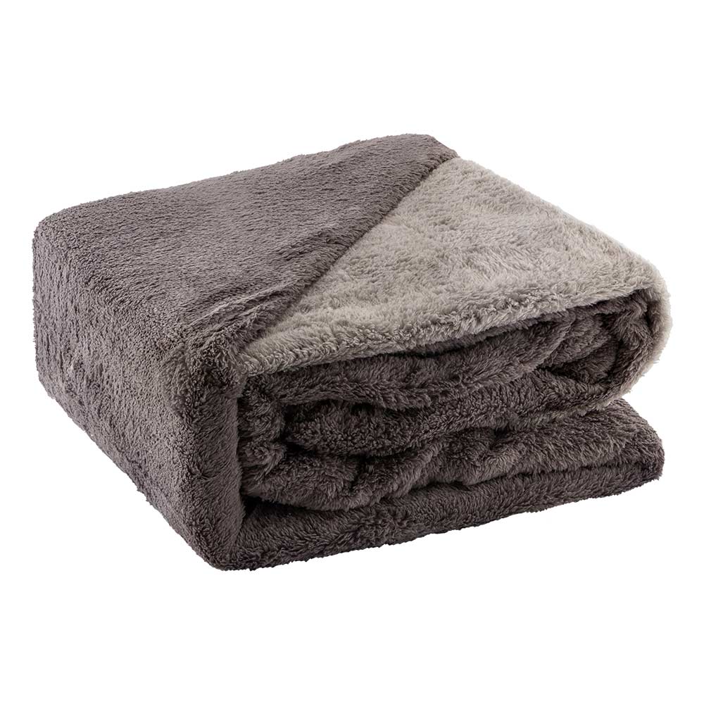 Snuggle Fleece Grey & Silver Reversible Duvet Set Double - Image 2