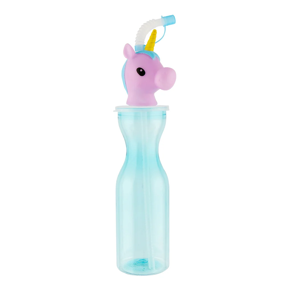 Soft Head Unicorn Bottle With Straw