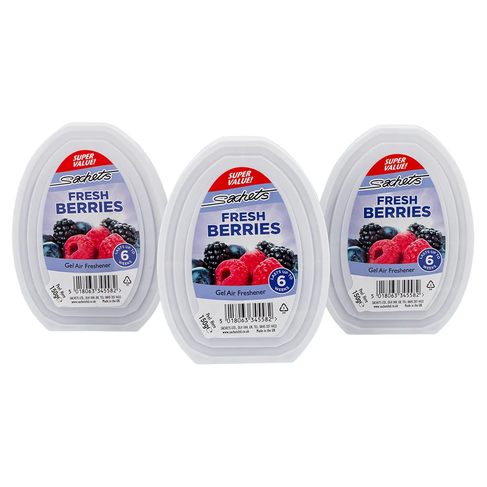 Solid Gel Air Freshener Fresh Berries 150g x 3 Pack