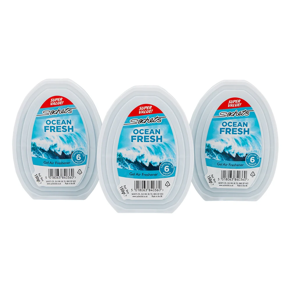 Solid Gel Air Freshener Ocean Fresh 150g x 3 Pack