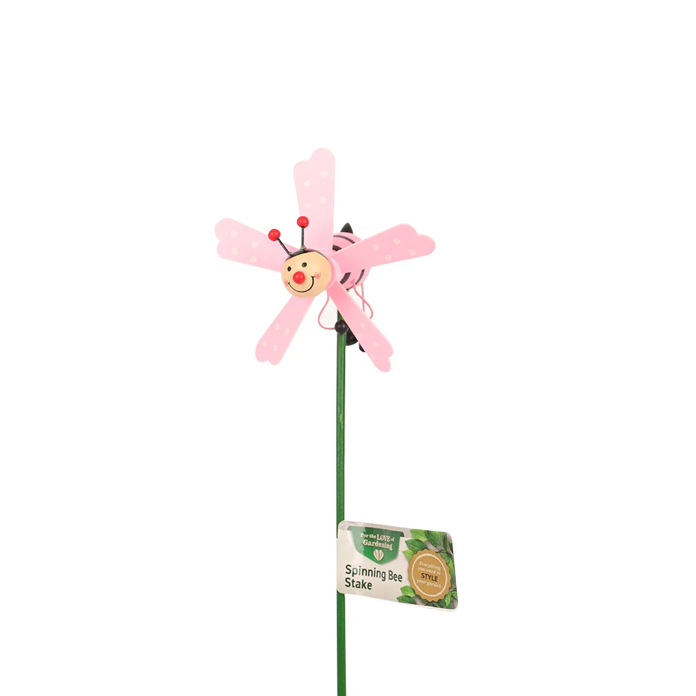Decorative Spinning Bee Stake - Pink