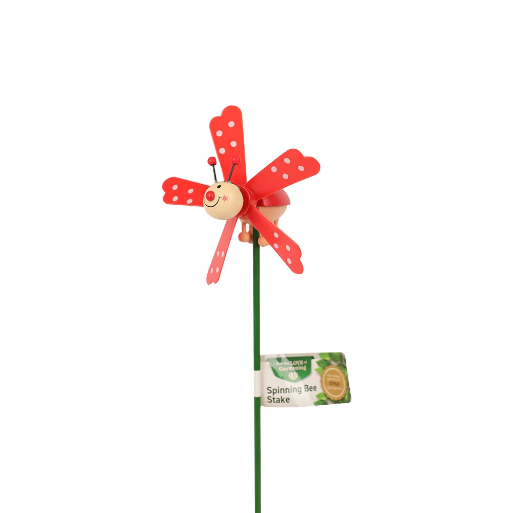 Decorative Spinning Bee Stake - Red