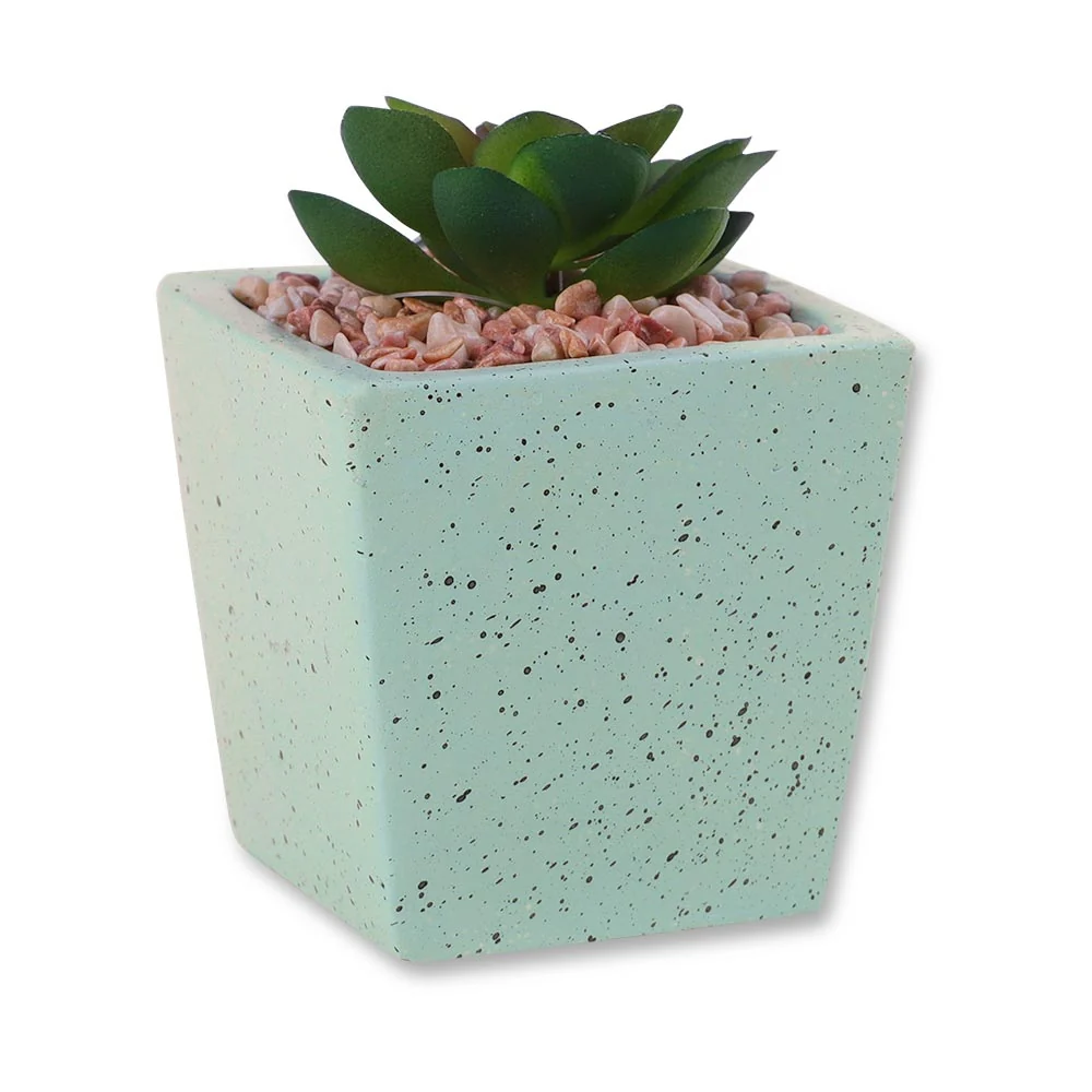 Square Pastel Plant Pot Green