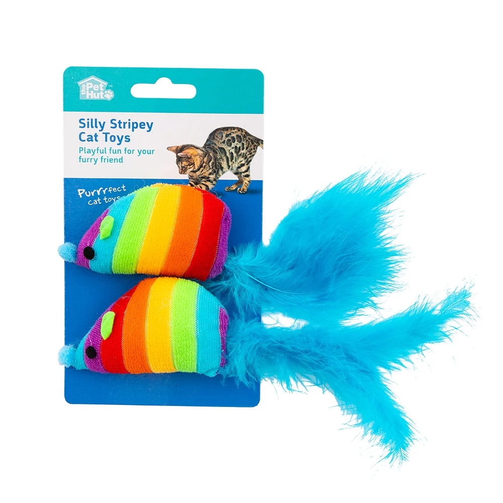 Pet Hut Silly Stripey Mouse Cat Toys 2 Pack