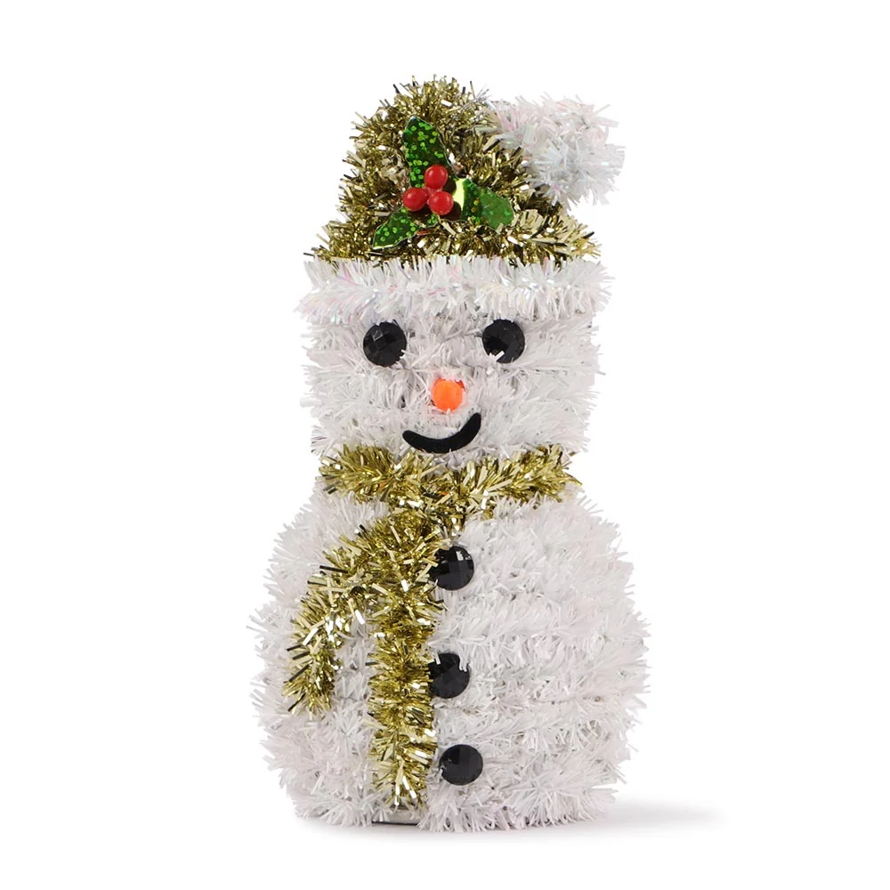 Mini Tinsel Snowman Decoration Gold
