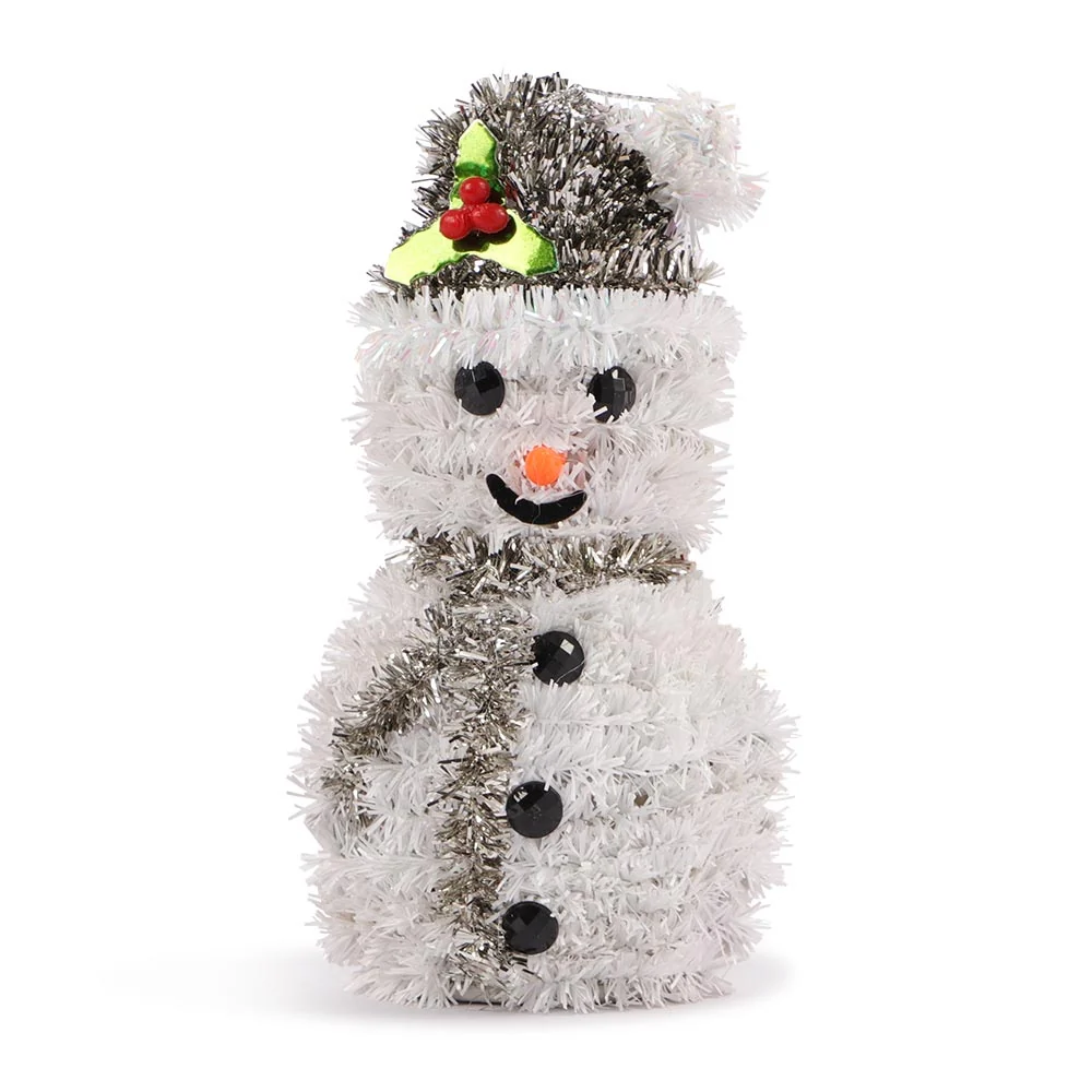 Mini Tinsel Snowman Decoration Silver