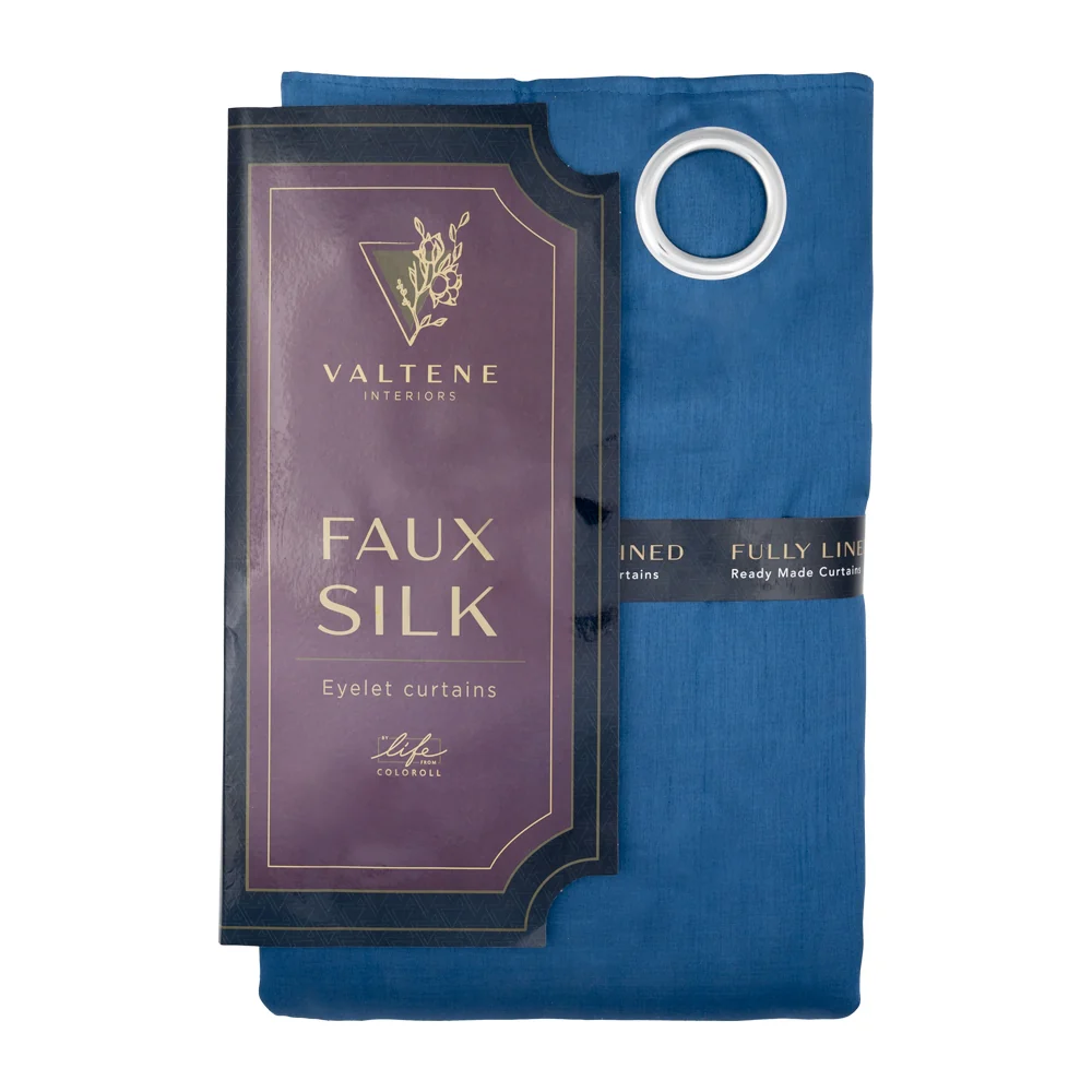 Valtene Faux Silk Curtains - 90 X 90Cm - Blue