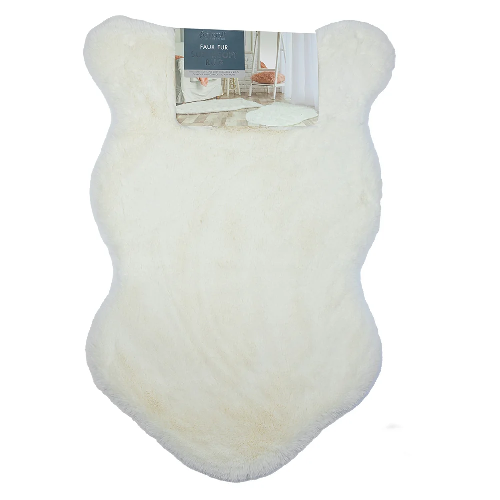 White Faux Rabbit Fur Rug 50X90Cm