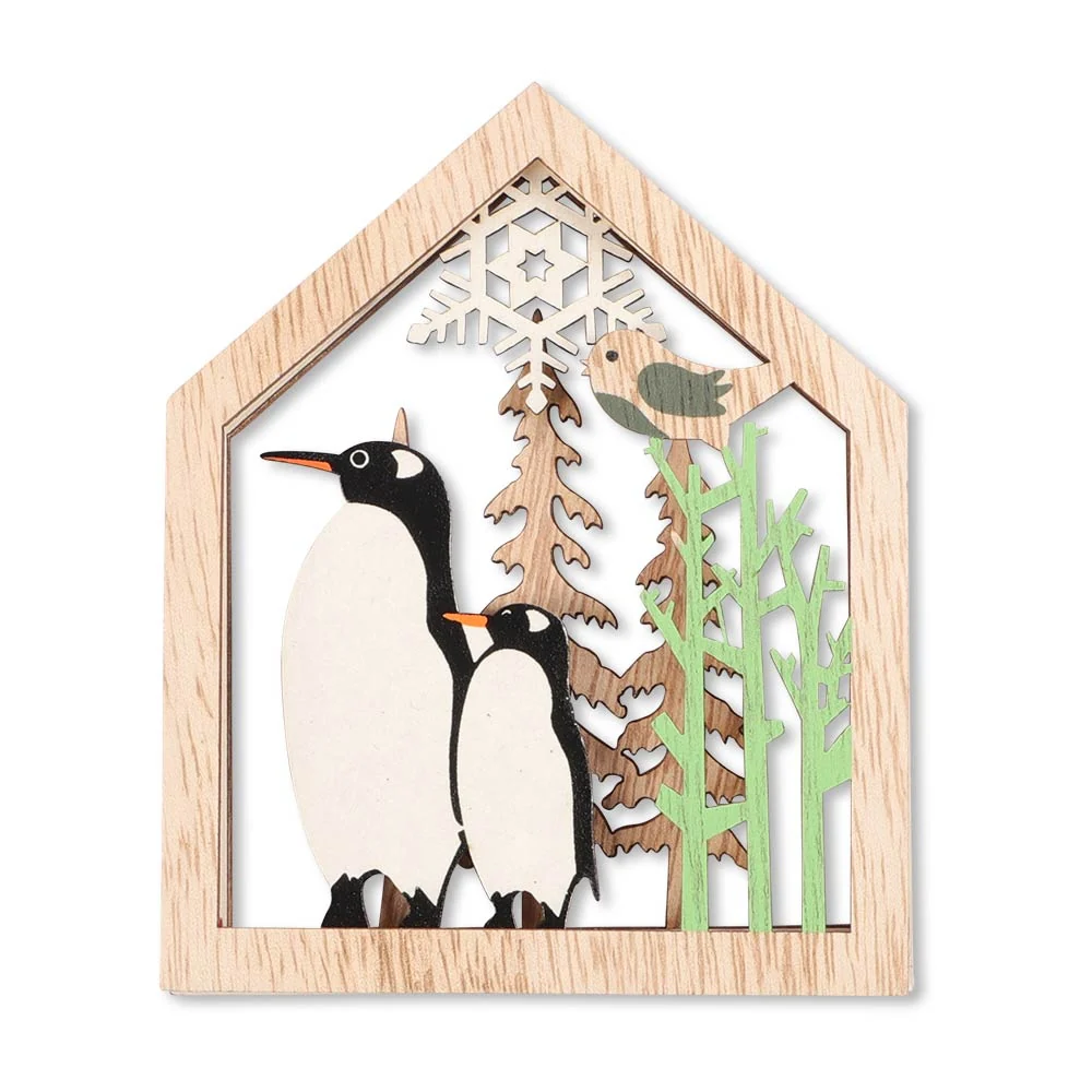 Wooden Penguin Scene Hanger